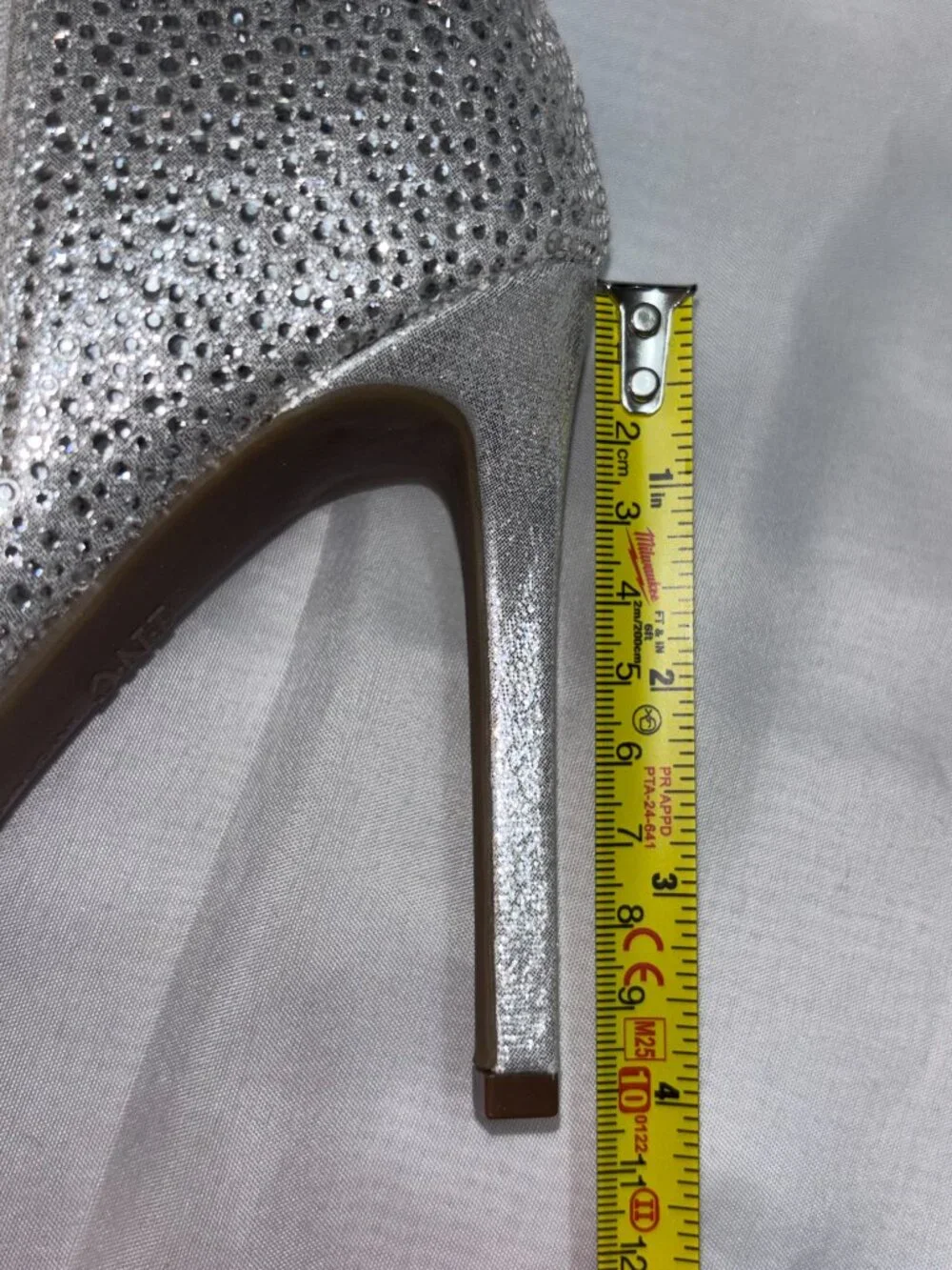 NIB INC Saveria Silver Rhinestone Bling Knee-High Stiletto Boots Women’s 6.5M